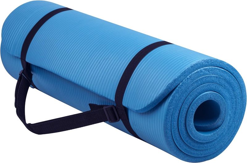 Photo 1 of Signature Fitness All Purpose 1/2-Inch Extra Thick High Density Anti-Tear Exercise Yoga Mat with Carrying Strap with Optional Yoga Blocks, Multiple Colors
