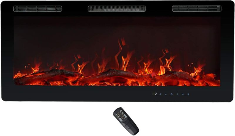 Photo 1 of C-Hopetree 42 Inch Wide Electric Fireplace, Recessed, Wall Mounted or Freestanding Portable Room Heater with Remote and Thermostat
