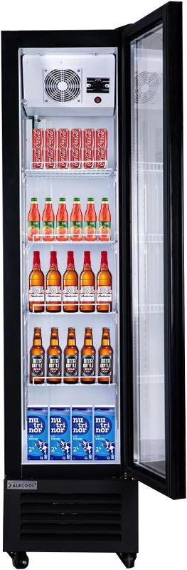 Photo 1 of NAFCOOL Commercial Beverage Refrigerator Display Fridge,Slim Single Glass Door Merchandiser Drink Cooler with LED Light Adjustable Shelves,ETL and NSF Approval,6 Cu Ft,16.15" Wide---FACTORY SEALED 
