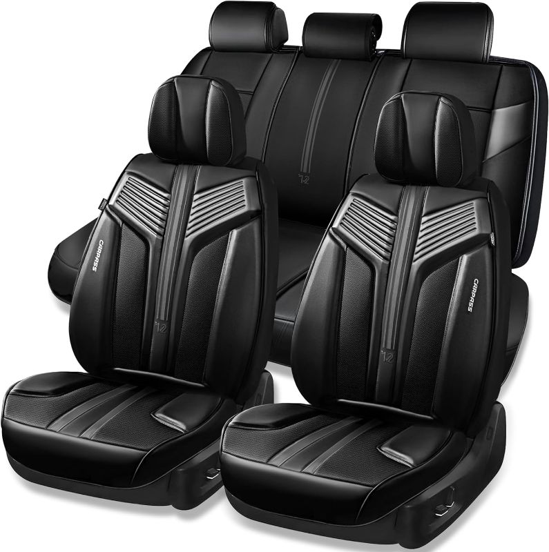 Photo 1 of 
CAR PASS Nappa Leather Seat Covers 5 Cushioned 3D Sponge Support, Waterproof Luxury Car Seat Covers Full Set, XL-L-M Size Universal Fit for SUV Pick-up...