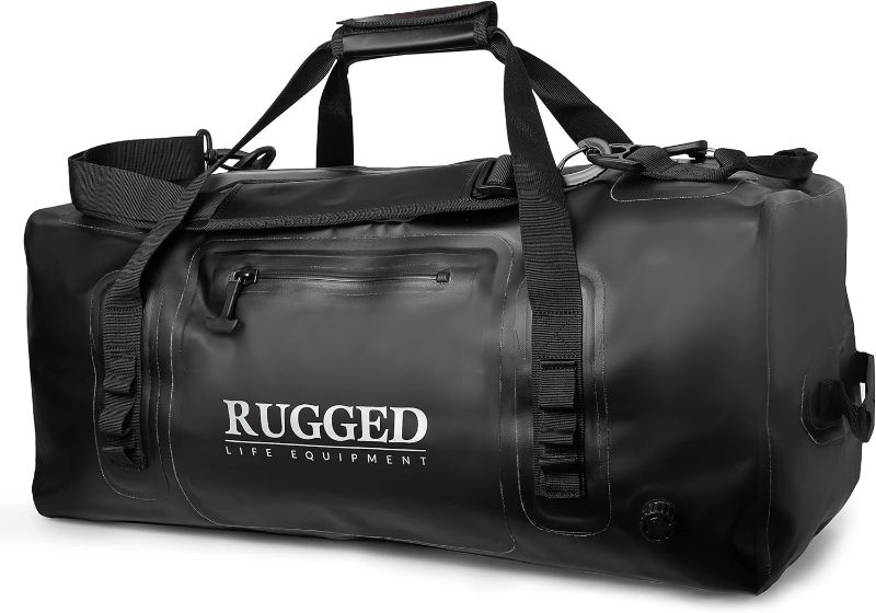 Photo 1 of RuggedLE 55L Waterproof Duffle Bag for Camping, Boating, Fishing, Sailing, Canoeing, Motorcycle and Overlanding Expeditions, and Travel, Heavy Duty Airtight Dry Bag, 840D TPU