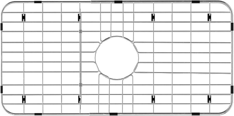 Photo 1 of Sink Protector Sink Grates Stainless Steel Bottom Grid 25" X 12.8", Centered Drain with Corner Radius, Metal Sink Grate Protector
