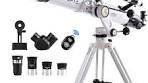 Photo 1 of Telescope 90mm Aperture 900mm - Vertisteel AZ Mount Base, High Precision Adjustment, Magnification 45-450x, Wireless Remote, Phone Adapter - Ideal for Astronomy Enthusiasts and Beginners (White) White-90900