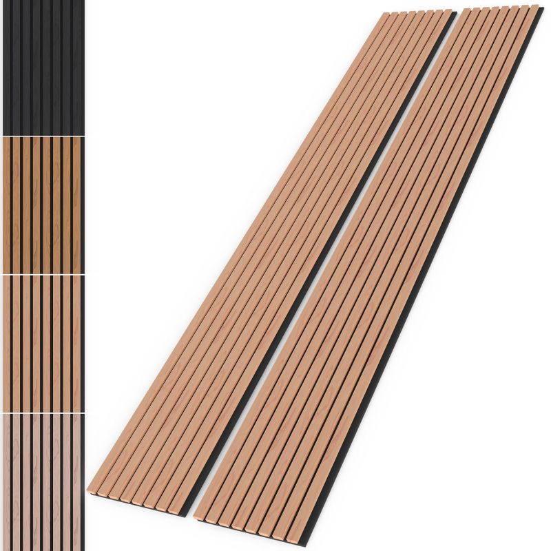 Photo 1 of | 2 Packs Acoustic Wood Wall Veneer Slat Panels | 3D Wood Slat Acoustic Panels | Decorative Soundproof Panels | Interior Design for Walls and Ceilings | 94.49’’ x 12.60’’ x 0.78 ‘’ (Walnut)