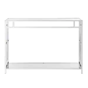 Photo 1 of Town Square 42 in. Chrome/Clear Standard Rectangle Glass Console Table