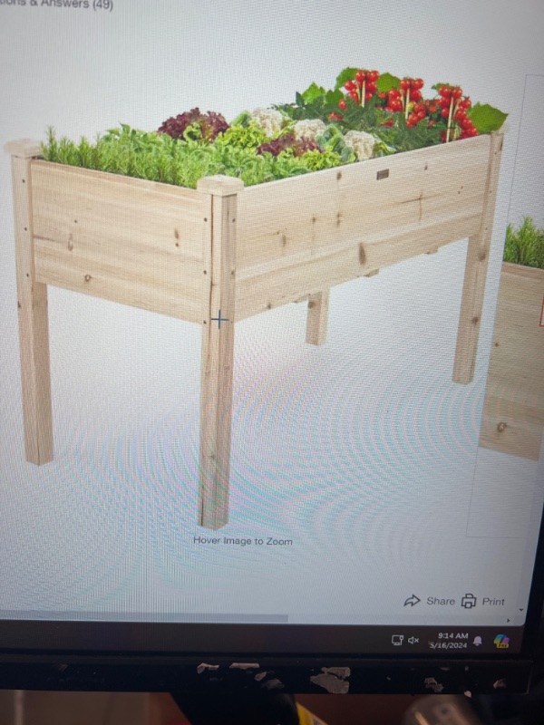 Photo 1 of 48 in. x 24 in. x 30 in. Wood Raised Garden Bed - Natural
