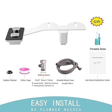 Photo 1 of Bidet Attachment Kit with Portable Bidet - WITHLENT Non-Electric Cold Water Bidet Toilet Seat Attachment Adjustable Pressure Retractable Self-Cleaning Dual Nozzles Frontal & Rear Wash Cold Water