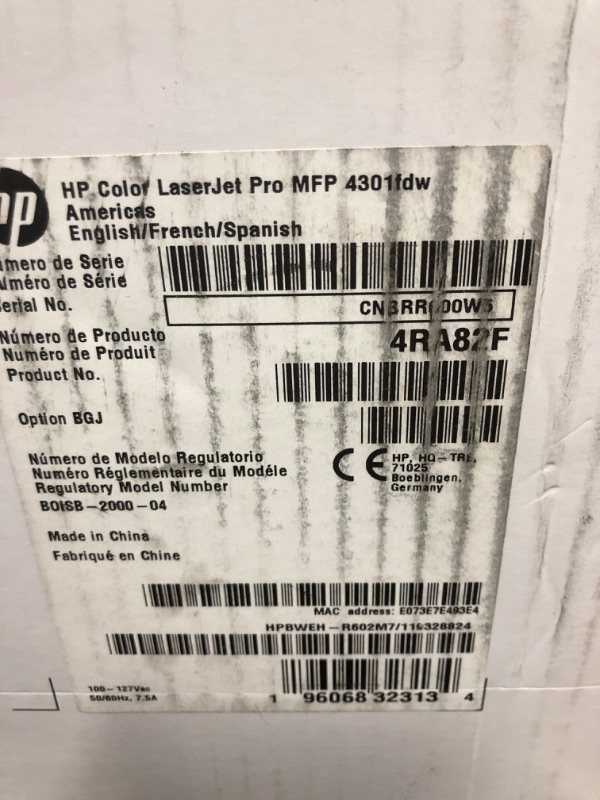 Photo 3 of HP Color LaserJet Pro MFP 4301fdw Wireless Printer, Print, scan, copy, fax, Fast speeds, Easy setup, Mobile printing, Advanced security, Best-for-small teams, white, 16.6 x 17.1 x 15.1 in New version