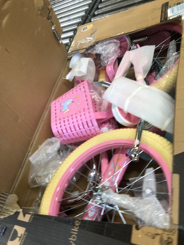 Photo 1 of RULLY Kids Bike 12 14 16 Inch Bicycle for Girls Ages 2-7 Years, Training Wheels Included, Girl Bikes with Basket Bike Streamers Toddler, Pink White Pink 16 Inch With Training Wheels
