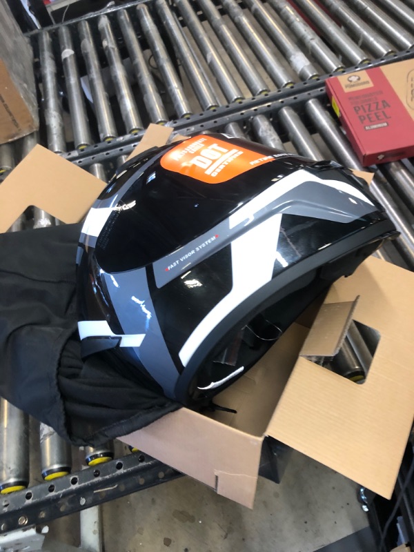 Photo 2 of TRIANGLE Full Face Motorcycle Helmet Dual Visor Street Bike for Adult DOT Approved Large Black White