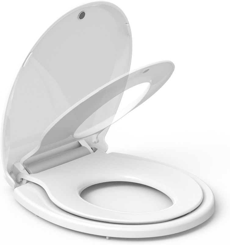 Photo 1 of 2 in 1 Toilet Seat for Toddlers and Adults with Built-in Potty Training Seat White
