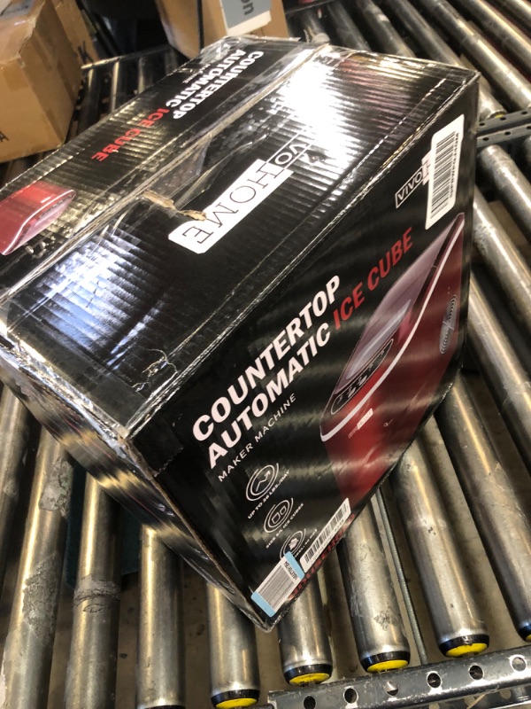 Photo 1 of VIVOHOME Electric Portable Compact Countertop Automatic Ice Cube Maker Machine with Hand Scoop and Self Cleaning Function 26lbs/Day Red 26lbs / day Red