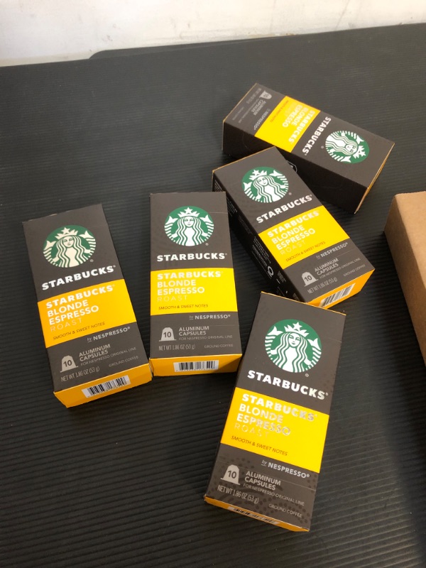 Photo 2 of exp date 04/2025--Starbucks by Nespresso Blonde Roast Espresso (50-count single serve capsules, compatible with Nespresso Original Line System) Blonde Roast Espresso 10 Count (Pack of 5)
