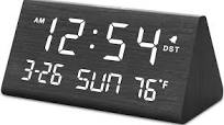 Photo 1 of DreamSky Digital Alarm Clocks for Bedrooms - Wooden Electric Clock with USB Ports, Date, Weekday, Temperature, 0-100% Brightness Dimmer, Adjustable Alarm Volume, Snooze, Auto DST Brown - Date & Day