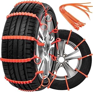Photo 1 of 12 PCS Snow Chains Adjustable Anti-Slip Snow Chains for Car Tires,Universal Tire Chains for Car/Pickup/Trucks/SUV Winter Driving in Emergency Traction