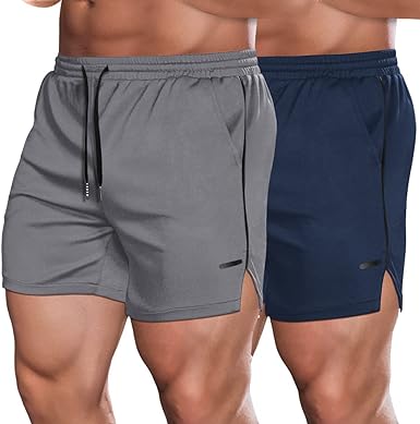 Photo 1 of COOFANDY MEN'S 2 PACK WORT SHORTS, (BLACK,GREY, MED)