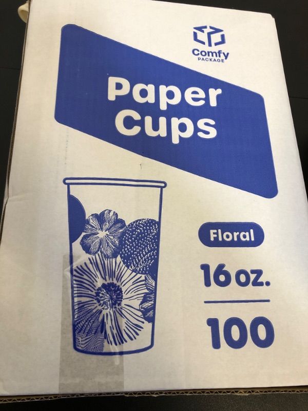 Photo 2 of Comfy Package [100 Count -16 oz. All Purpose Everyday Disposable Floral Design Paper Drinking Cups 100 Count - floral 16 oz.