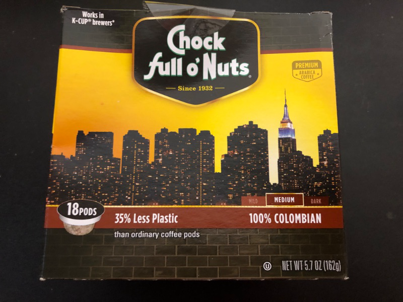 Photo 2 of Chock Full o’Nuts Colombian Medium Roast, K-Cup Compatible Pods (18 Count) – Arabica Coffee in Eco-Friendly Keurig-Compatible Single Serve Cups Colombian Medium 18 Count (Pack of 1)