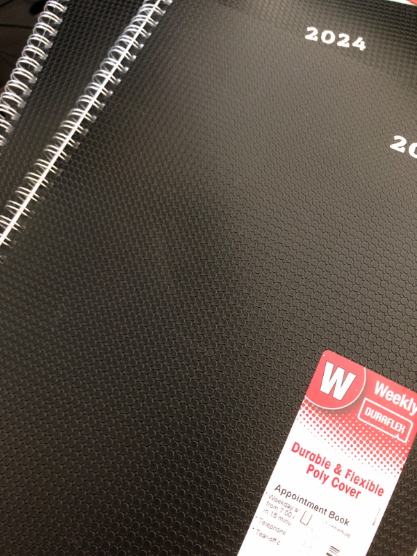 Photo 2 of Brownline 2024 DuraFlex Weekly Planner, Appointment Book, 12 Months, January to December, Twin-Wire Binding, 11" x 8.5", Black (CB950V.BLK-24) 2PK