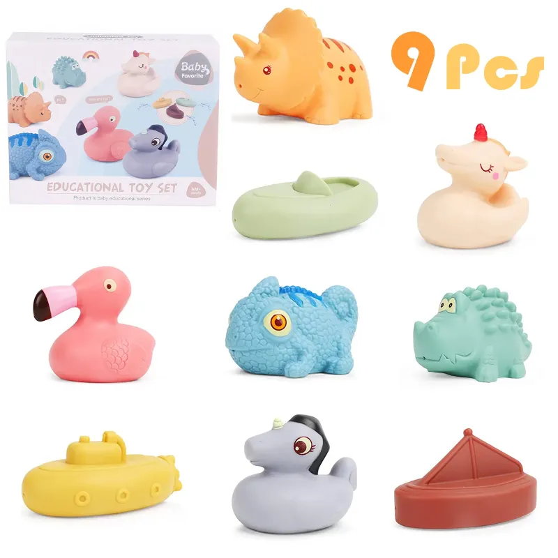 Photo 1 of Baby Bath Toys, Mold Free 9 Pack Bath Squirt Toys, Silicone Ocean Animals Bathtub Float Toy for Water Play Kids