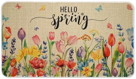 Photo 1 of Spring Welcome Mat Spring Door Mat Spring Flower Doormat - Hello Spring Floral Door Mat