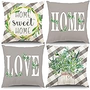 Photo 1 of MOMOHOO Farmhouse Throw Pillow Covers 18x18inch Gray Spring Decorative Pillow Covers Sweet Home Buffalo Plaid Pillowcase Spring Summer
