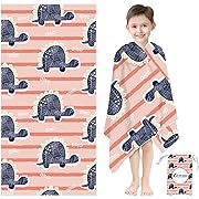 Photo 1 of JTTPJOO Microfiber Kids Beach Towel, 63"x31.5" Sand Free Large Quick Dry Compact Kids Beach Towel Sea Animals Pattern for Kids & Toddler