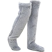 Photo 1 of CRIVERY Snuggs Cozy Socks,High Fuzzy Socks Over Knee Winter Furry Leg Warmers Plush Slipper Socks for Women Winter Home (Grey)