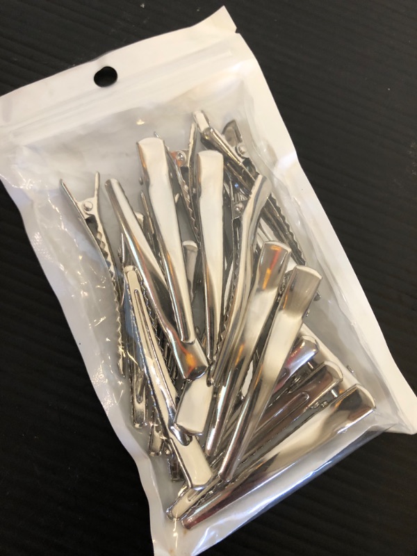 Photo 2 of 20 Packs Metal Alligator Hair Curl Clips, 2.4 inch Duck Bill Clips for Hair Sectioning Styling, Silver