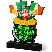 Photo 1 of Glooglitter St. Patrick's Day Tabletop Decoration Wooden Lighted Indoor Lights Battery Operated Light up Wood Sign Decor for Table Desk Indoor Fireplace
