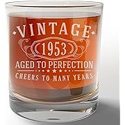 Photo 1 of Vintage 1953 Etched 11oz Whiskey Glass - 71st Birthday Gifts for Men - Cheers to 71 years old 