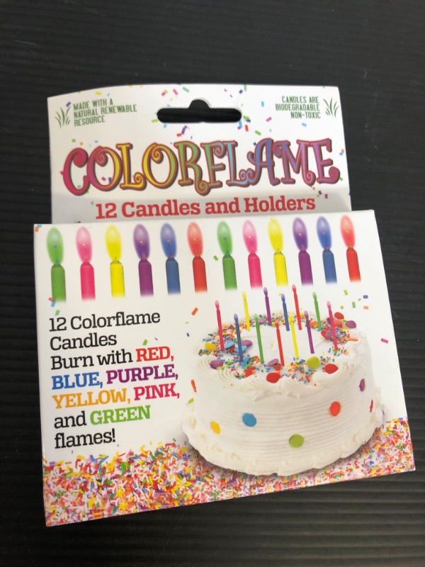 Photo 2 of Colorflame Birthday Candles with Colored Flames - Birthday, Party, Cake Decor - 12 Candles Per Box 