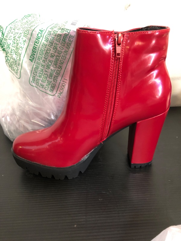 Photo 1 of Size 9--Red Hot Faux Patent Leather