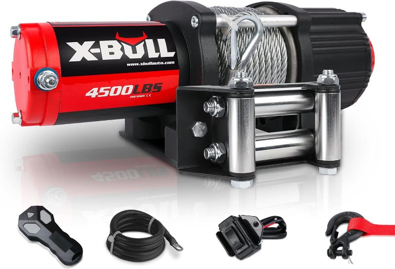 Photo 1 of X-BULL Winch 4500LBS Steel Cable Electric Winch with Roller Fairlead, Wired Handle and Wireless Remote,Easy to Install
