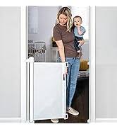 Photo 1 of YOOFOR Retractable Baby Gate, Extra Wide Safety Kids or Pets Gate, 33” Tall, Extends to 55” Wide, Mesh Safety Dog Gate for Stairs, Indoor, Outdoor, Doorways, Hallways (White, 33"x55")
