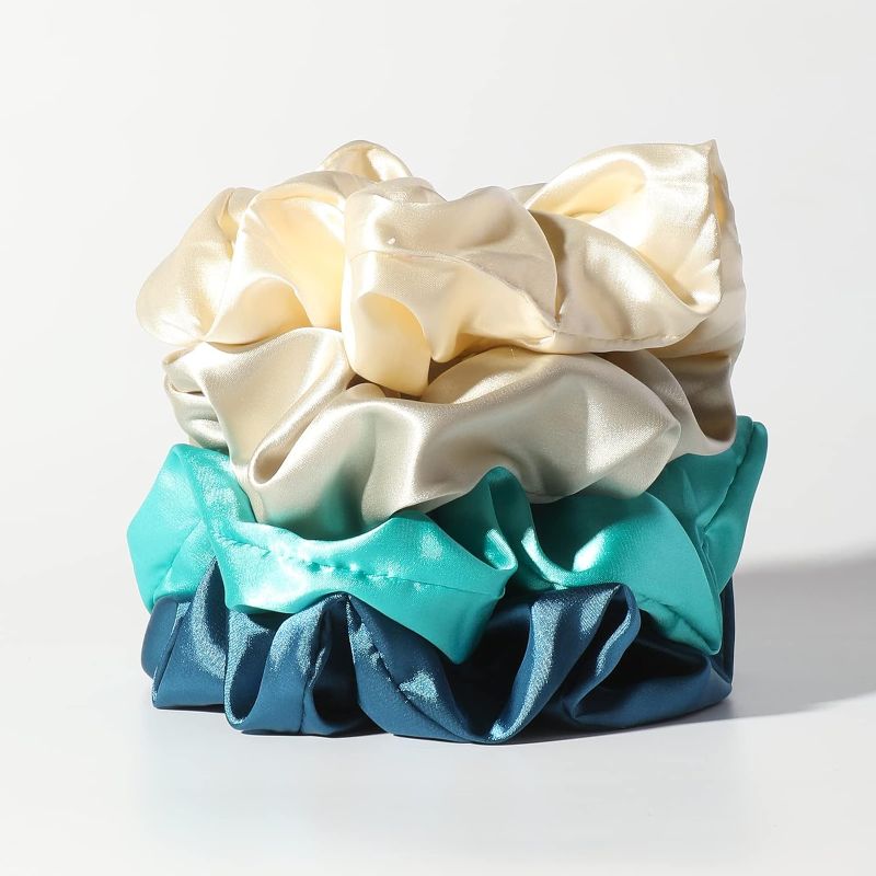 Photo 1 of Artilady Large Hair Satin Scrunchies - Silk Scrunchies for Hair Sleep, Satin Scrunchies, Blue Scrunchie, Soft Hair Ties No Damage, Scrunchies for Girls, Hair Bands, Ponytail Holders Gifts
