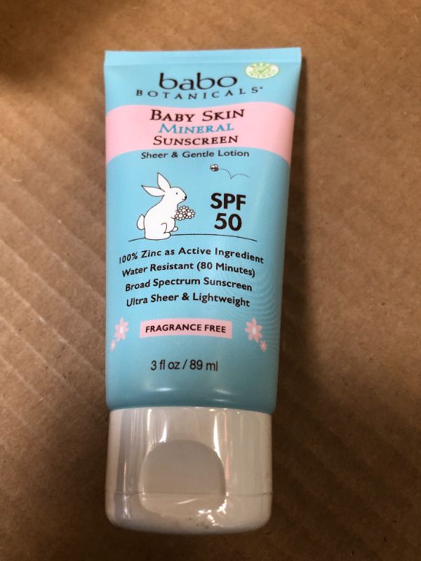 Photo 2 of Babo Botanicals Sensitive Baby Mineral Sunscreen Lotion SPF50 - Natural Zinc Oxide - Face & Body - Fragrance-Free - Water-Resistant - EWG Verified - Vegan - Extra Sensitive Skin - For Babies & Kids