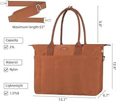 Photo 1 of ETRONIK Tote Bag with Women, Laptop Tote Bag for Women with Pockets, Lightweight Tote Bag Purse with Laptop Compartment, The Tote Bag Shoulder Bag for Travel Work Gym Overnights Weekend Trips, Brown
