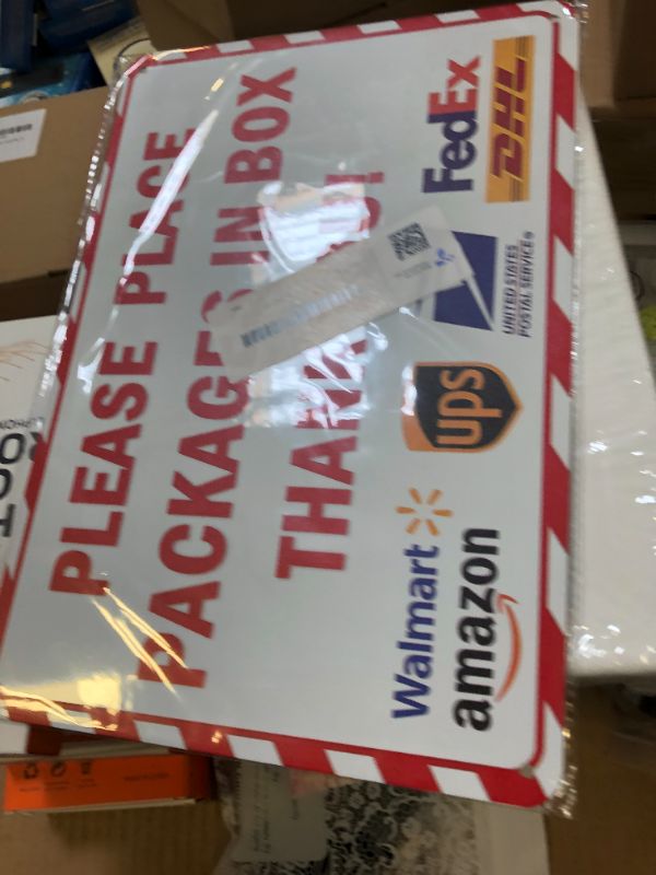 Photo 1 of Please Place Packages in Box Sign Delivery sign for Packages for Indoor Outdoor Use Home Office Work 12 x 8 Inches