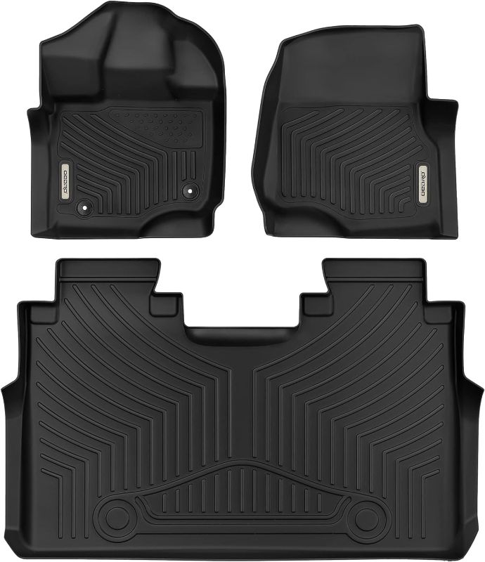 Photo 1 of OEDRO Floor Mats Fit for 2015-2024 Ford F-150/ F150 Lightning SuperCrew Cab (Not Fit Rear Seat with Under-Seat Fold Flat Storage), All-Weather TPE Floor Liner, Black