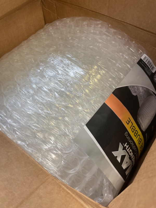 Photo 2 of Duck Max Strength Bubble Cushioning Wrap for Moving & Shipping, 60 FT Large Bubble Packing Wrap, Heavy Duty Protection for Mailing & Packaging Boxes, Clear Bubble Roll Supplies Perforated Every 12 IN 12 in. x 60 ft.