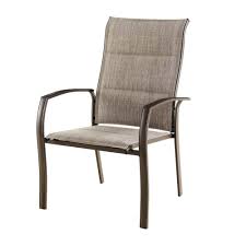 Photo 1 of Mix and Match Stationary Stackable Steel Sling Oversized Outdoor Patio Dining Chair in Riverbed Taupe