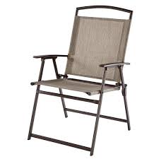 Photo 1 of Mix and Match Folding Steel Sling Outdoor Dining Chair in Riverbed Taupe
