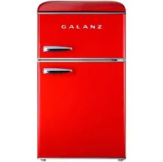 Photo 1 of Retro Top Freezer Refrigerator with Dual Door True Freezer, Frost Free in Red