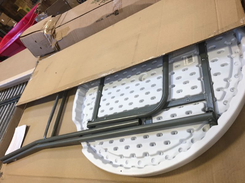 Photo 1 of Flash Furniture Round Plastic Bar Height Folding Table, 43-1/2"H x 31-1/2"W x 31-1/2"D, Granite White
