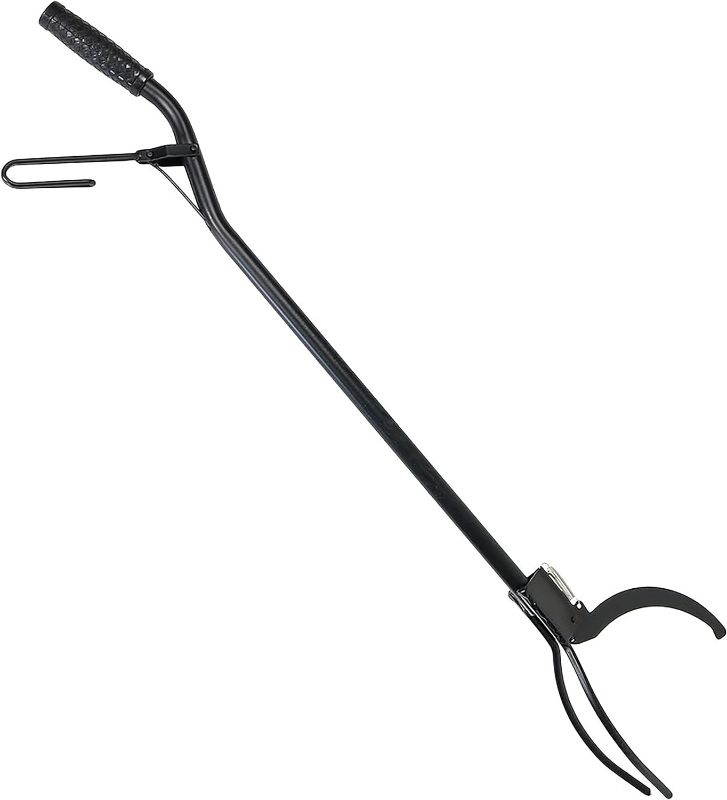 Photo 1 of Sunnydaze 36-Inch Log Grabber Tongs - Outdoor/Indoor Tool Use - Spring Lever Action - Black
