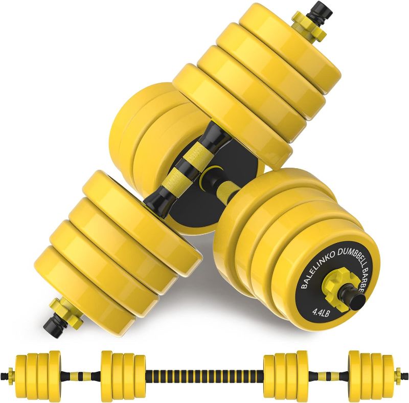 Photo 1 of Balelinko Adjustable Barbell, Adjustable Dumbbells Weight Set, Multifunction Free Weights 2-in-1 Dumbbell Barbell Set, Non-Slip Neoprene Hand, All-Purpose, Home, Gym, Office
