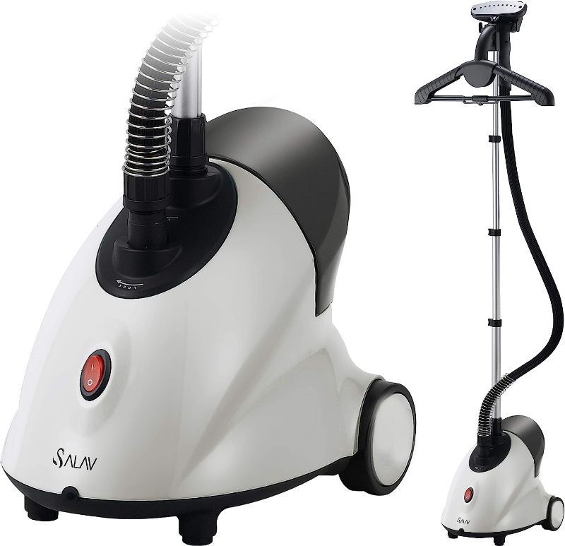 Photo 1 of SALAV® GS18-DJ Standing Garment Steamer with Roll Wheels for Easy Movement, 1.8L Water Tank for 1 Hour Continuous Steaming, Adjustable Pole for StoragE
