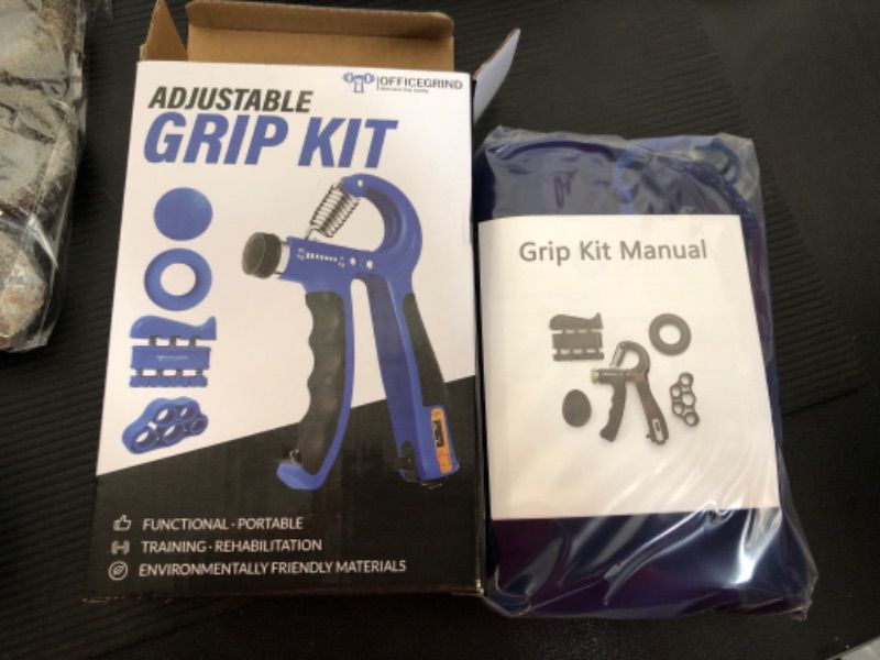 Photo 1 of Hand Grip Strengthener Trainer with Adjustable Resistance 10-130lbs (4.5-59kg), Forearm Hand Grip Strength Exerciser for Muscle Building, Injury Recovery, and Therapy Stress Relief Blue Full Kit