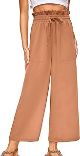 Photo 1 of SEXEAGLE Women's Wide Leg Linen Pants Casual Loose High Elastic Waist Adjustable Knot Palazzo Trousers with Pockets https://a.co/d/gUJghXZ